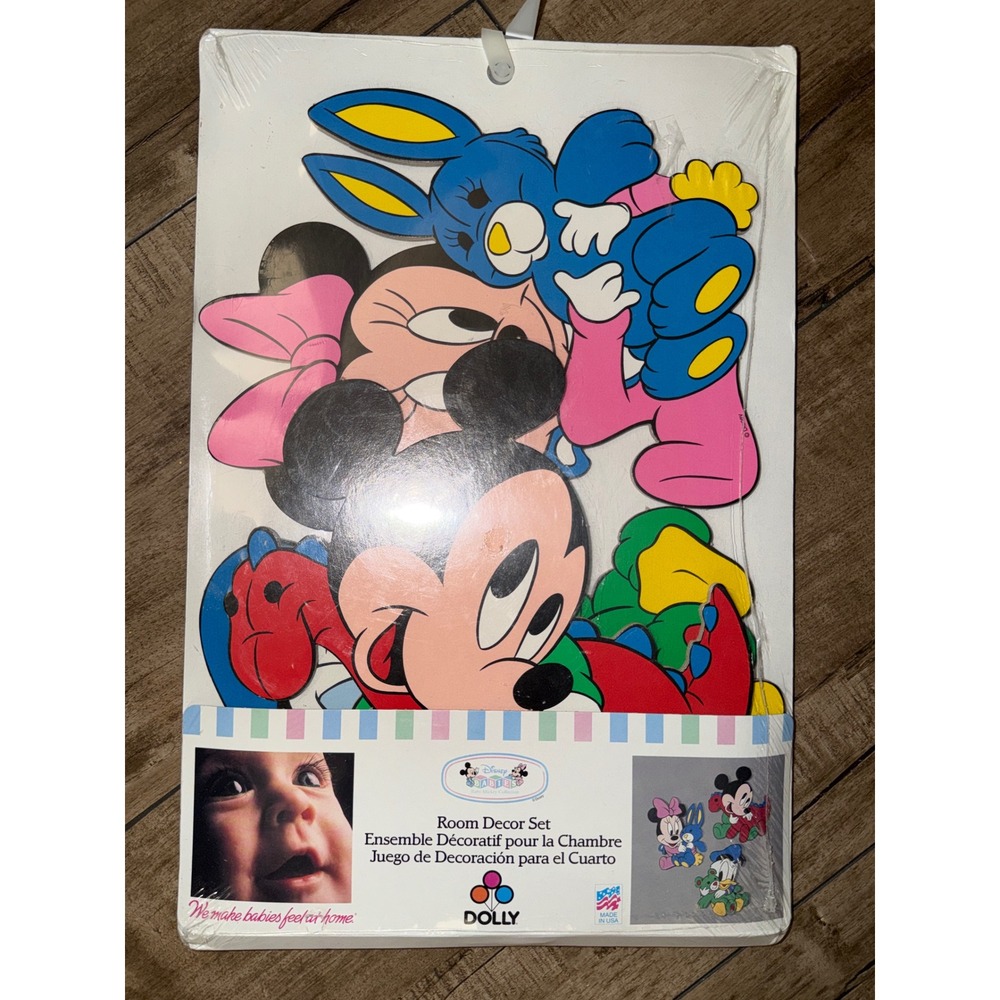 Vintage Disney Babies Room Decor Set Dolly Mickey Minnie Donald Nursery Wall Art